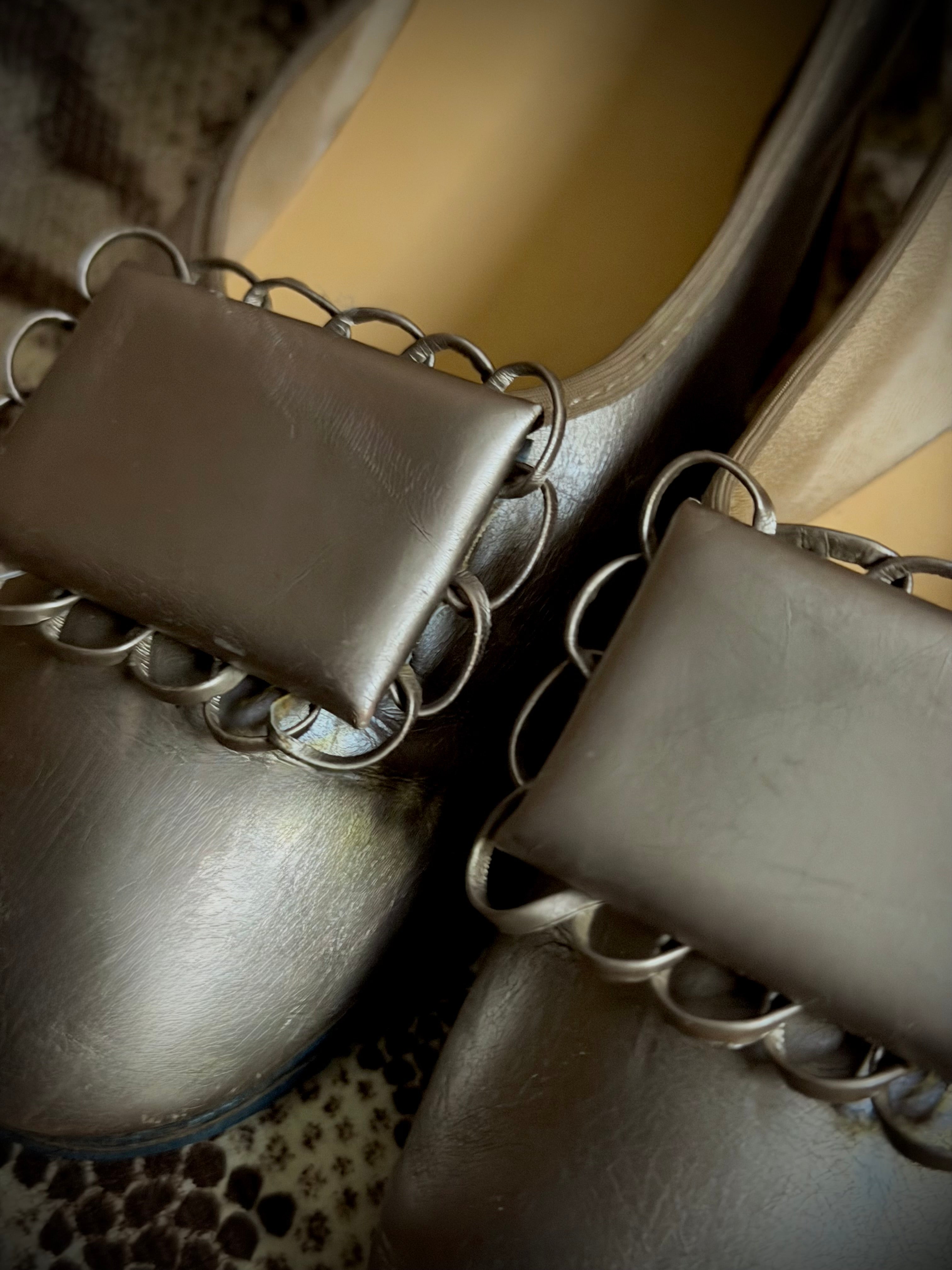 Early 1960s Champagne Metallic Leather
Pumps - Fully Restored