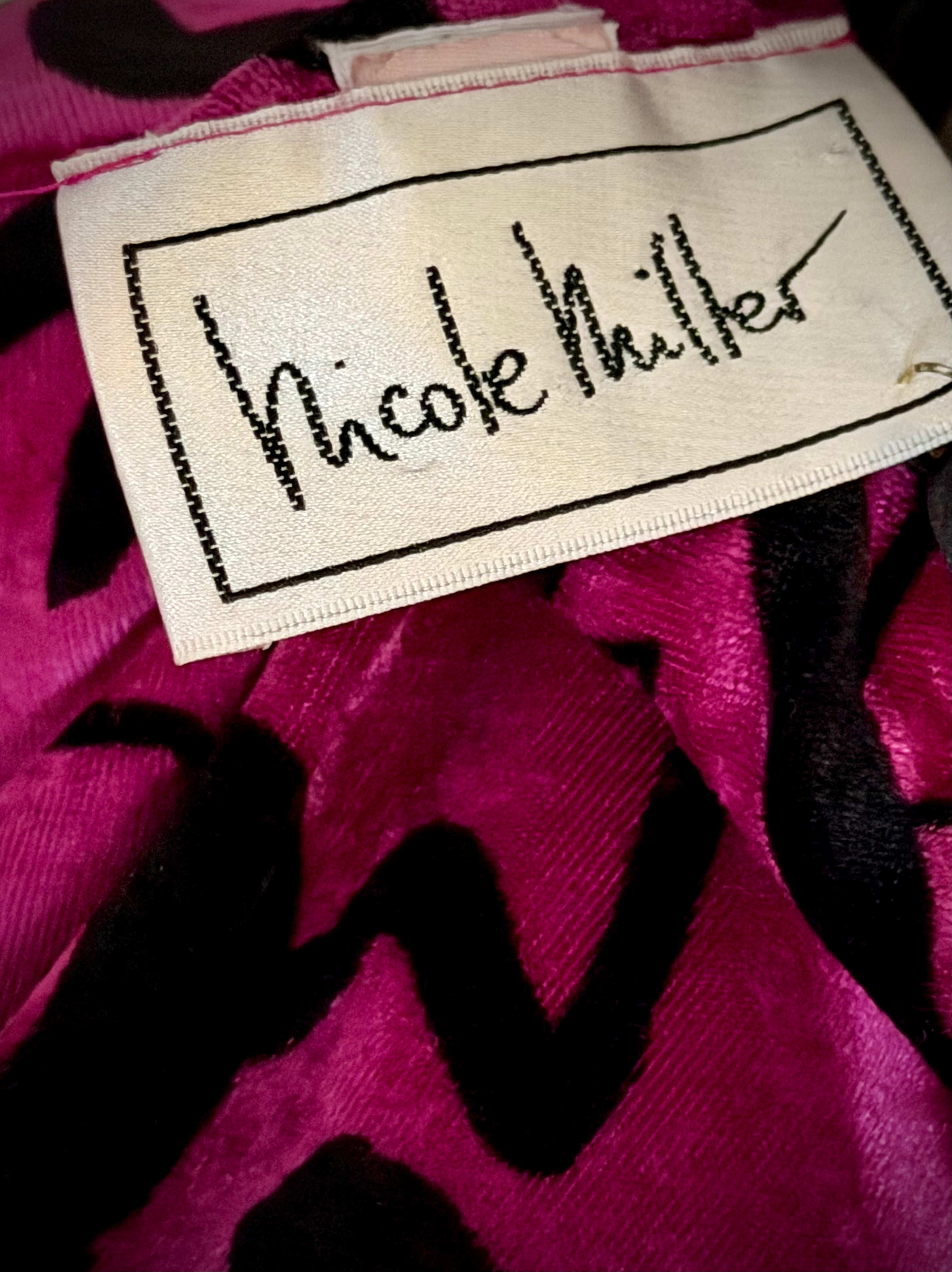 Nicole Miller Vintage Fuchsia Velvet Graphic Print Dress