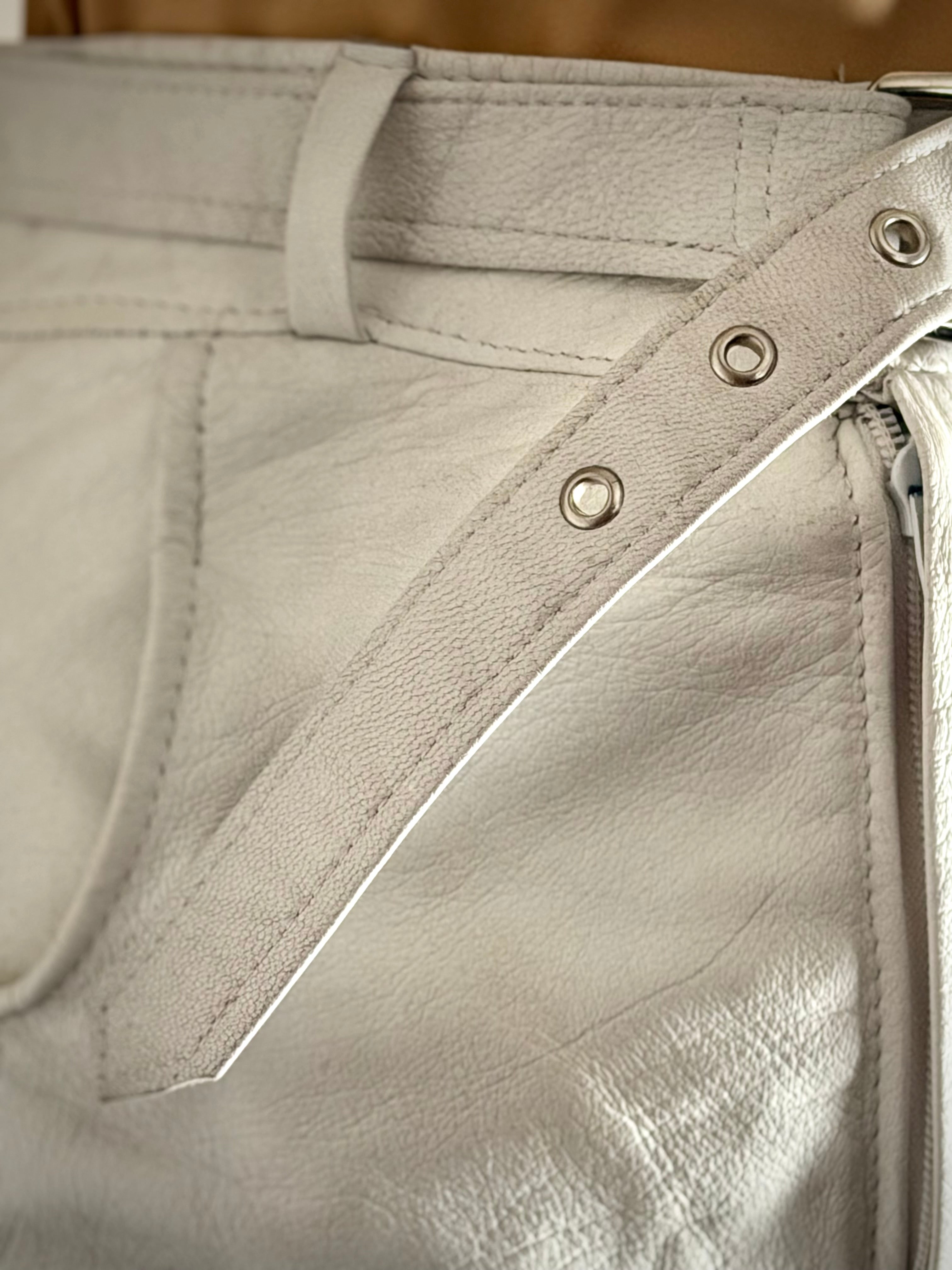 Vintage Late 1980s White Leather High-Waisted Tapered Pants