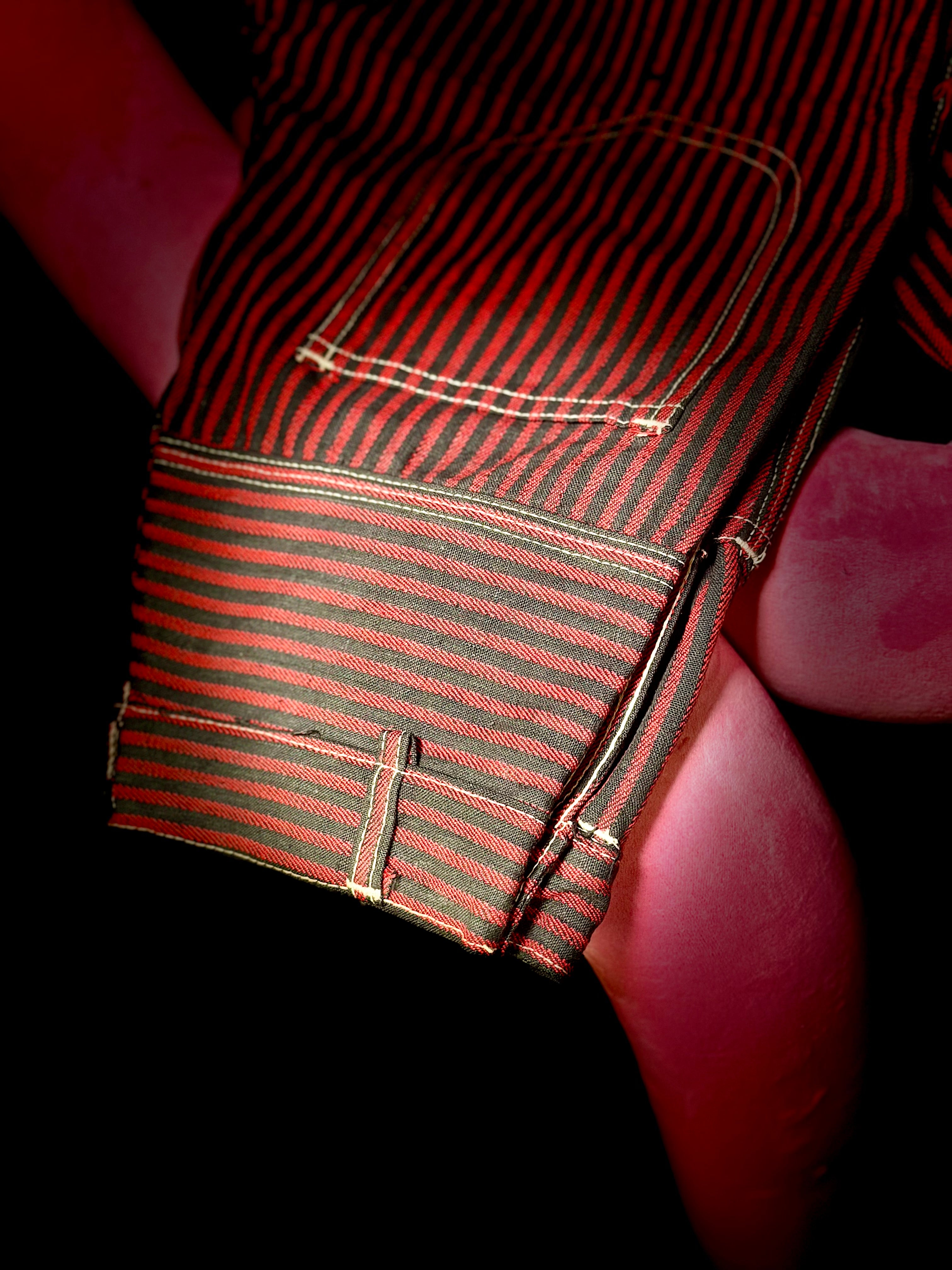 Deadstock 1960s Red and Black Striped Slim Cut Pants  | Utility Trousers – XS