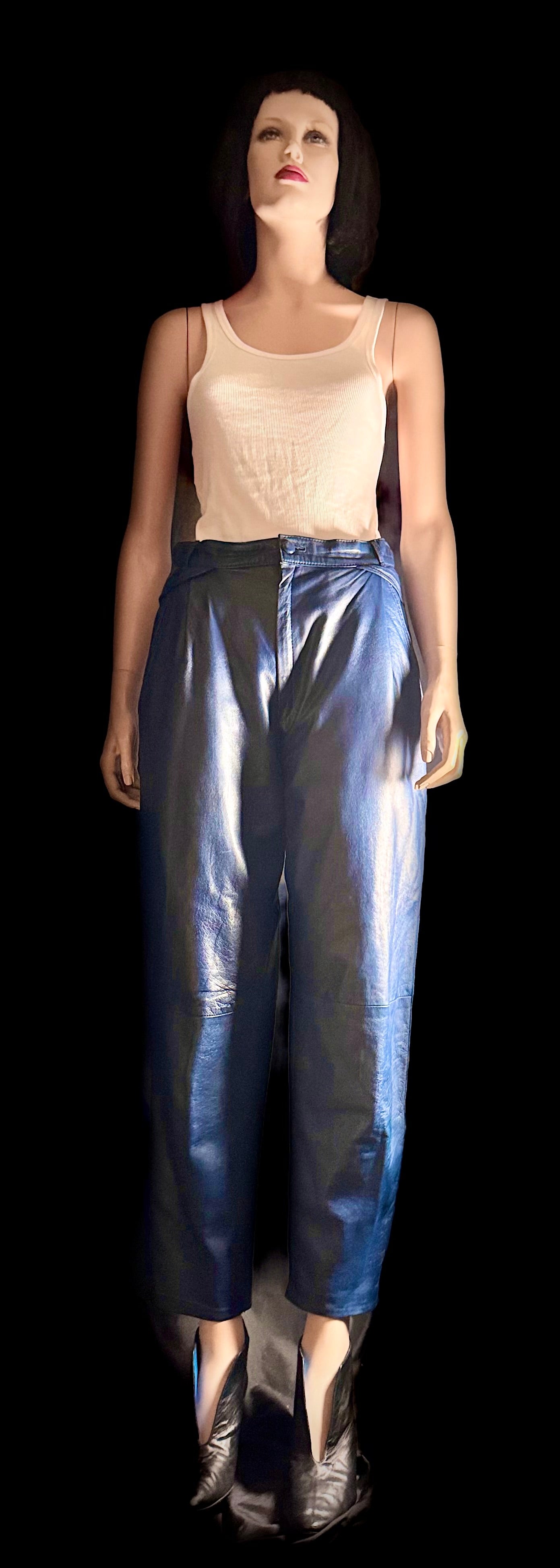 Vintage Butter-Soft Navy Leather Pants