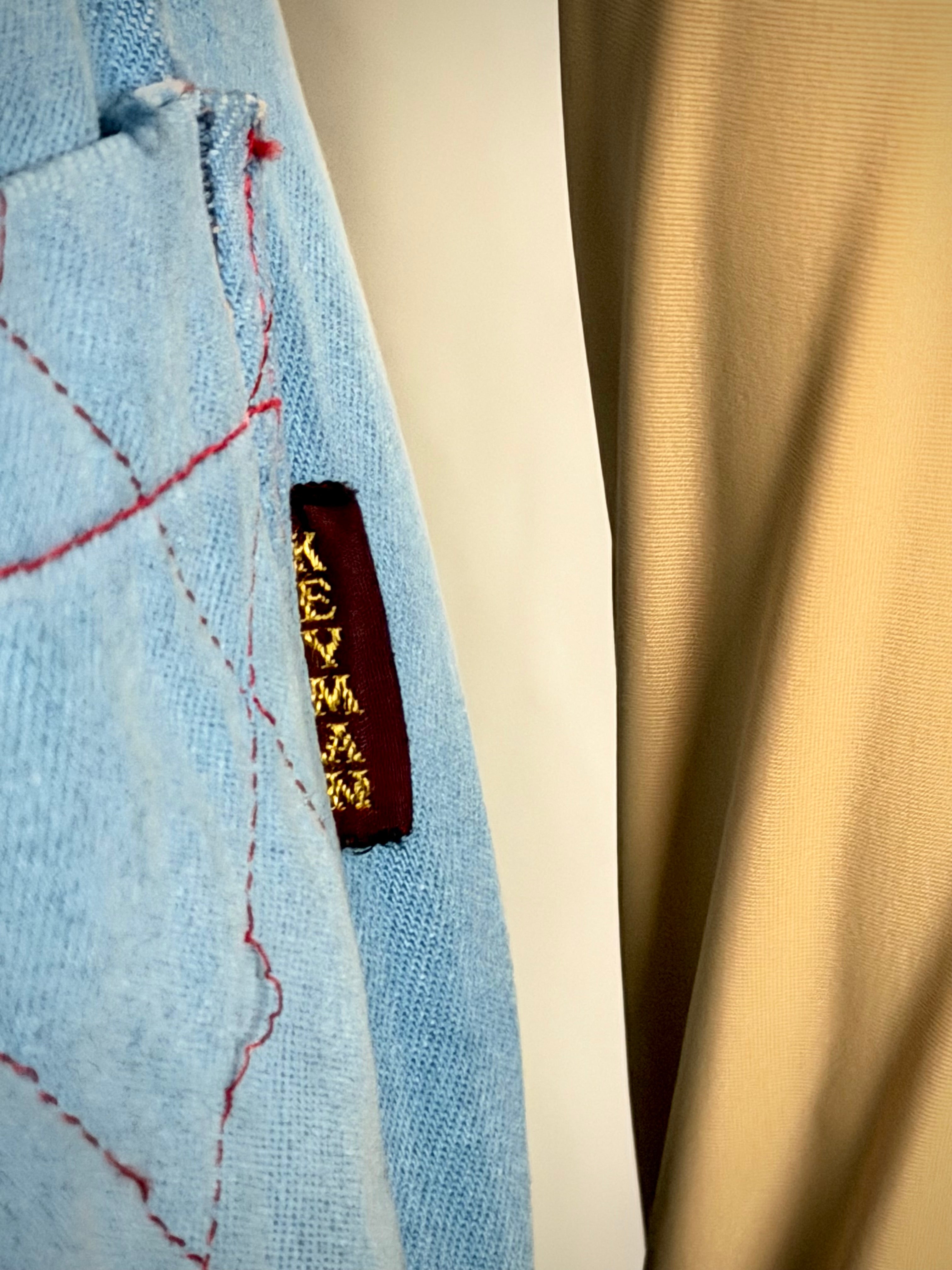 Vintage 70s Keyman Quilted Flares - Light Blue Denim