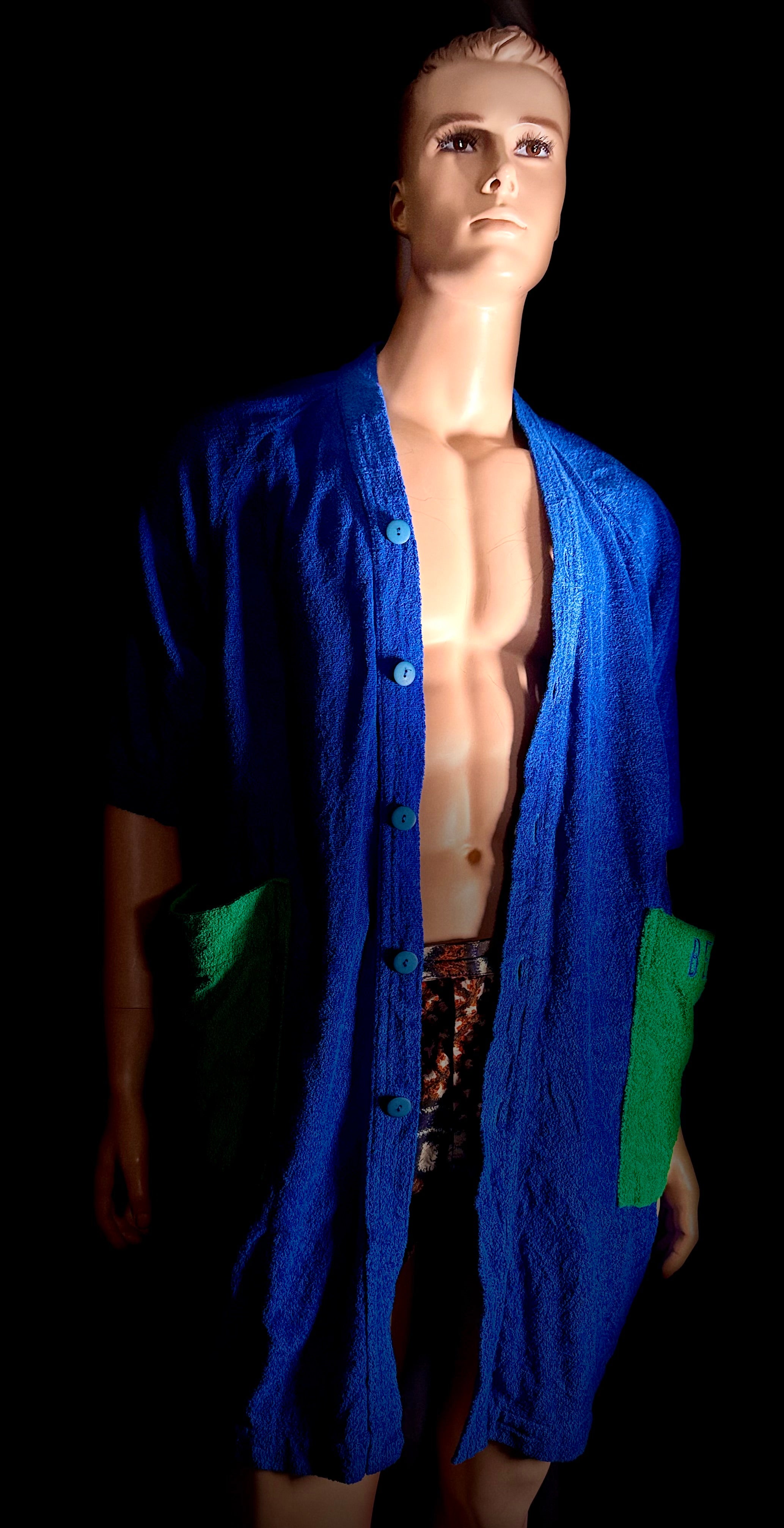 Deadstock 90s United Colors of Benetton Terry Robe | Blue and Green (Styled in Italy)