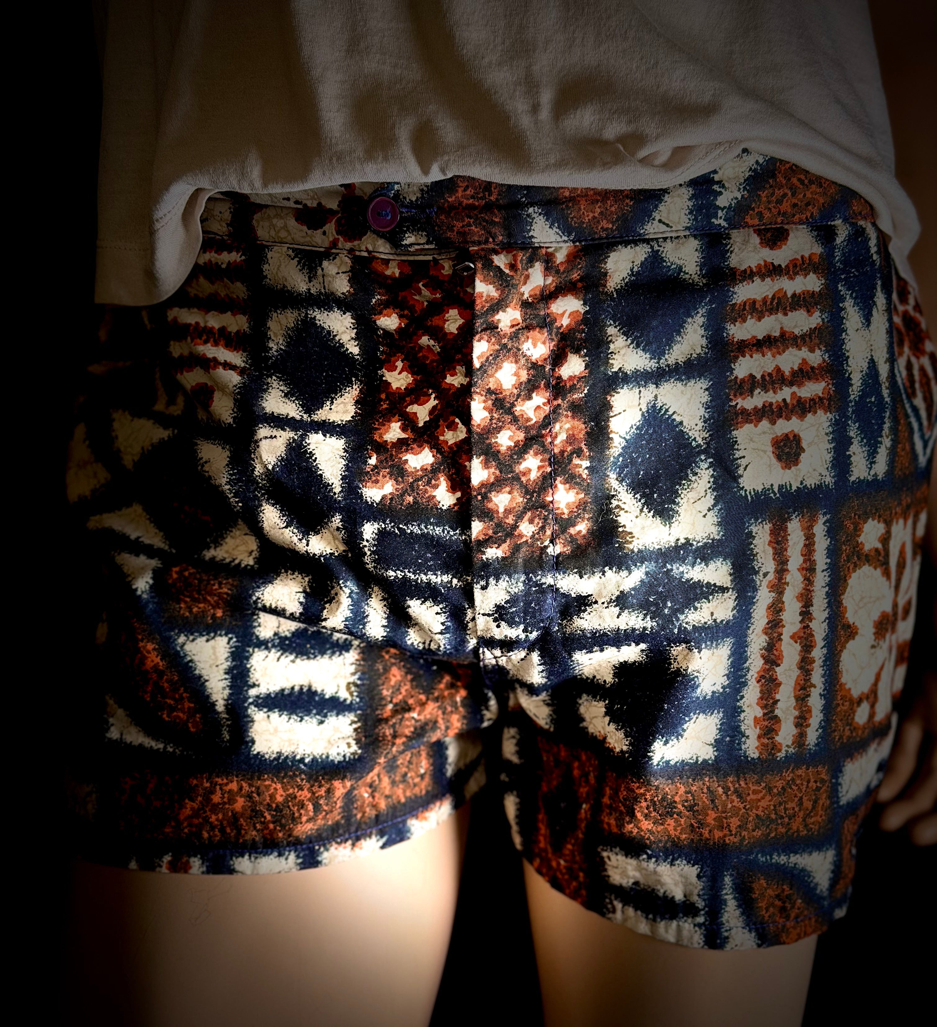 Rare 1950s Casben Swim Shorts - Atomic Tapa Print (Collectible)