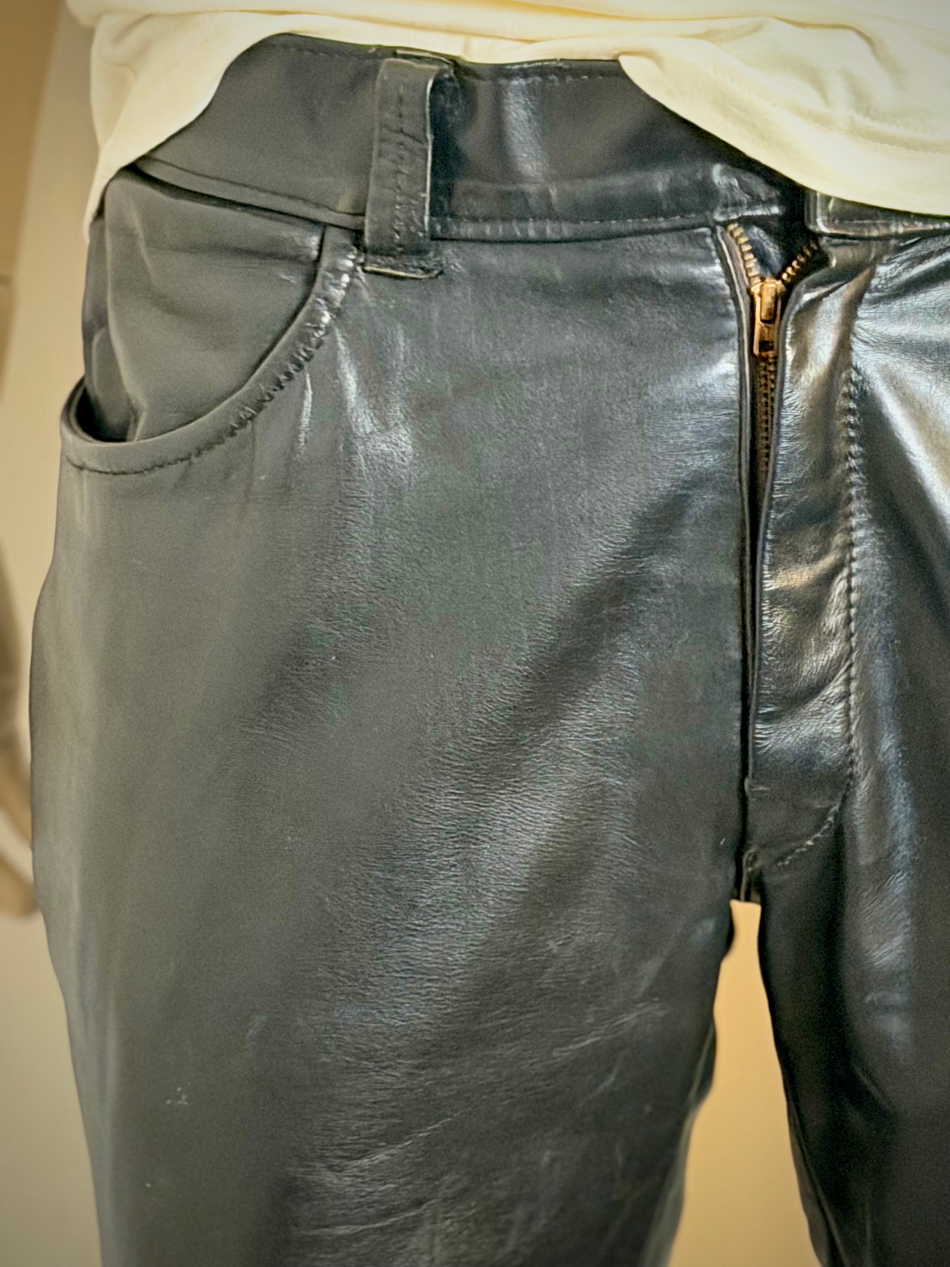 Heavyweight Vintage Leather Pants with Elasticated Ankle
