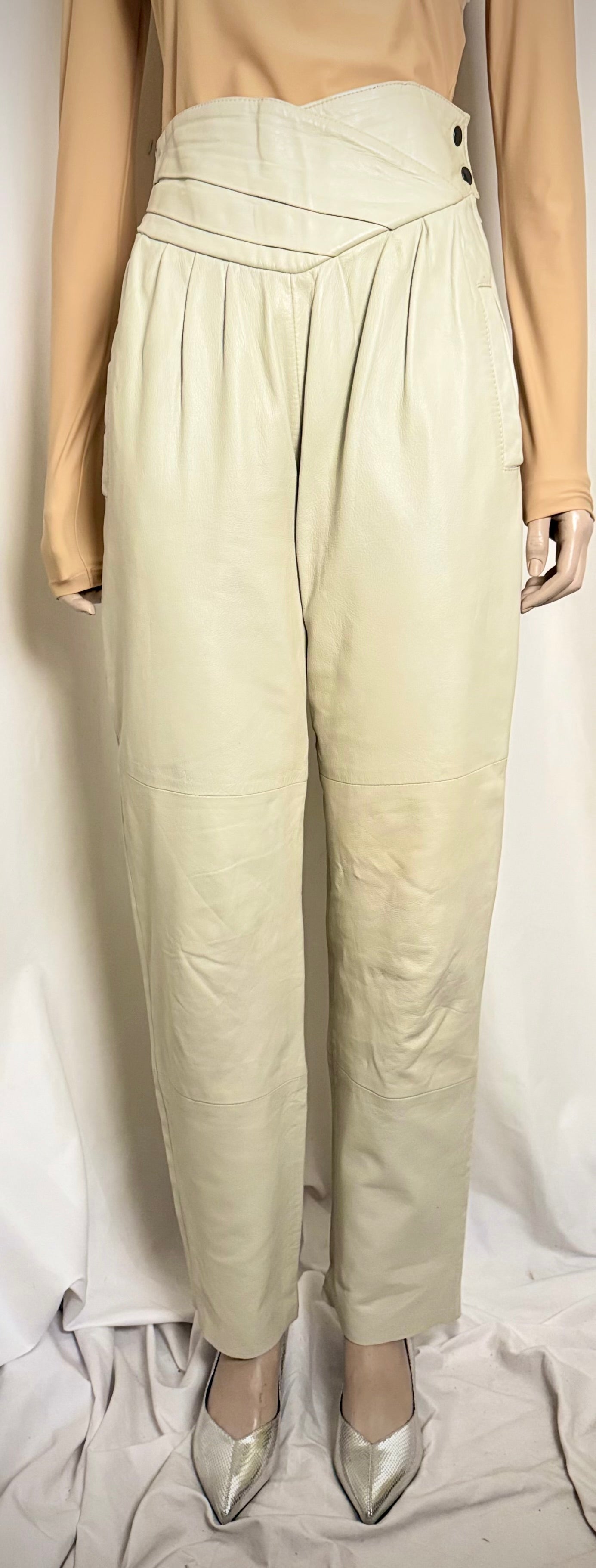 Butter-Soft Ivory Leather Pants