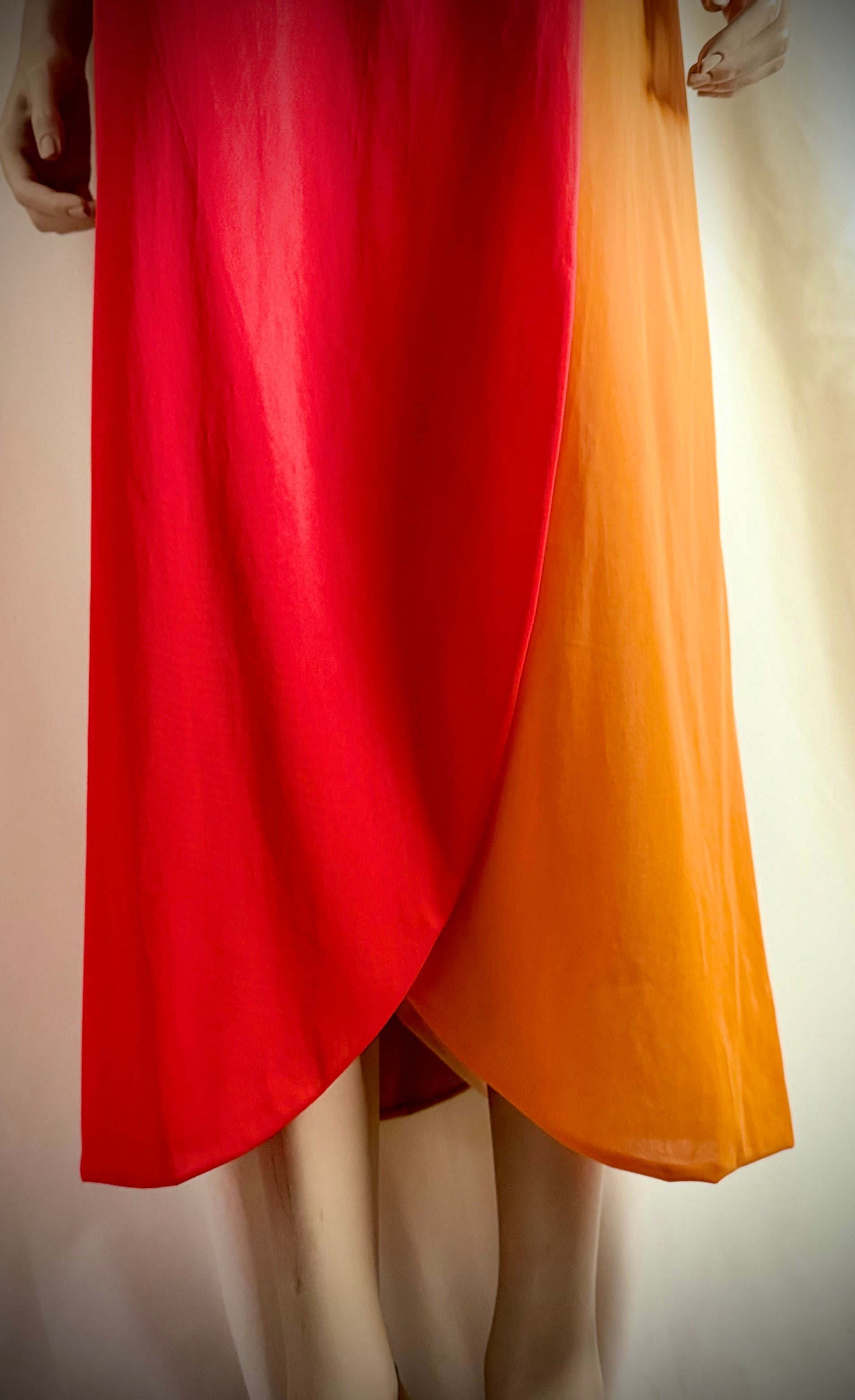Rare 1960s Colour-Block Silk Column Gown - Miami Collector Piece