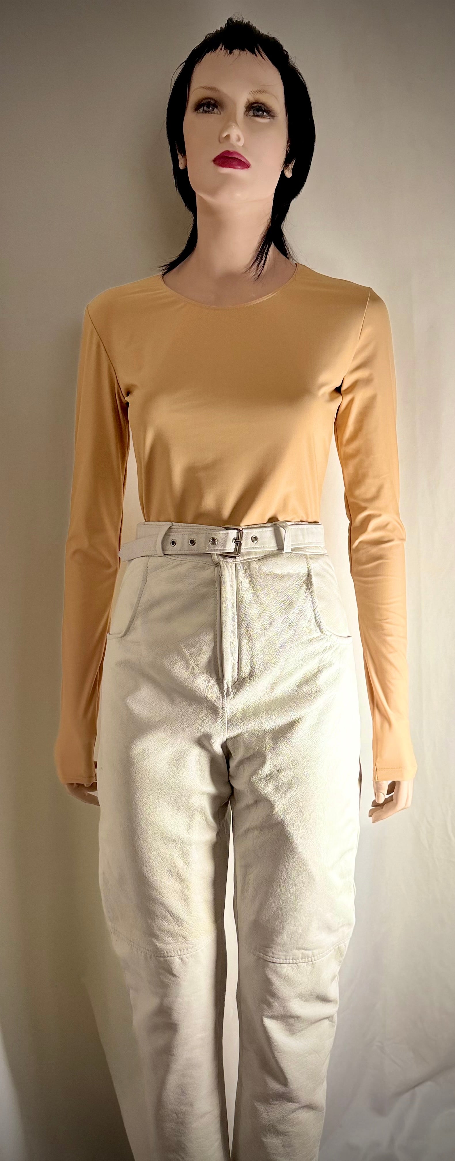 Vintage Late 1980s White Leather High-Waisted Tapered Pants
