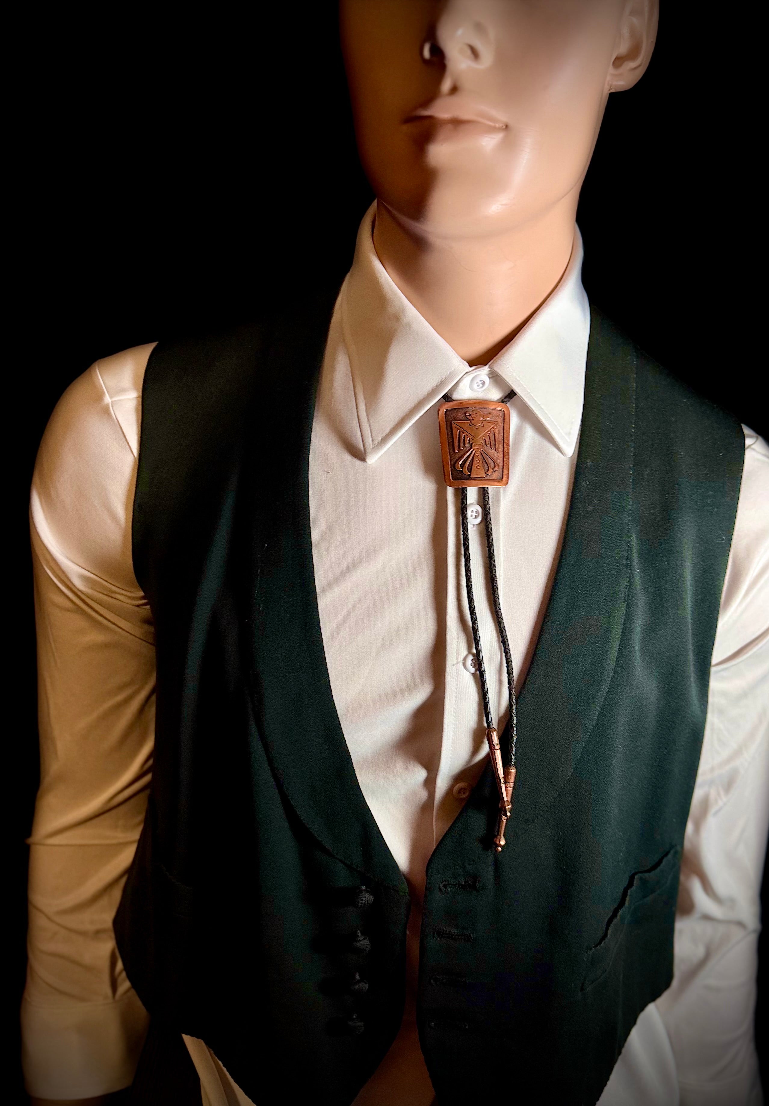 Vintage Thunderbird Copper Bolo Tie | Western Southwestern Tie | Mid-Century