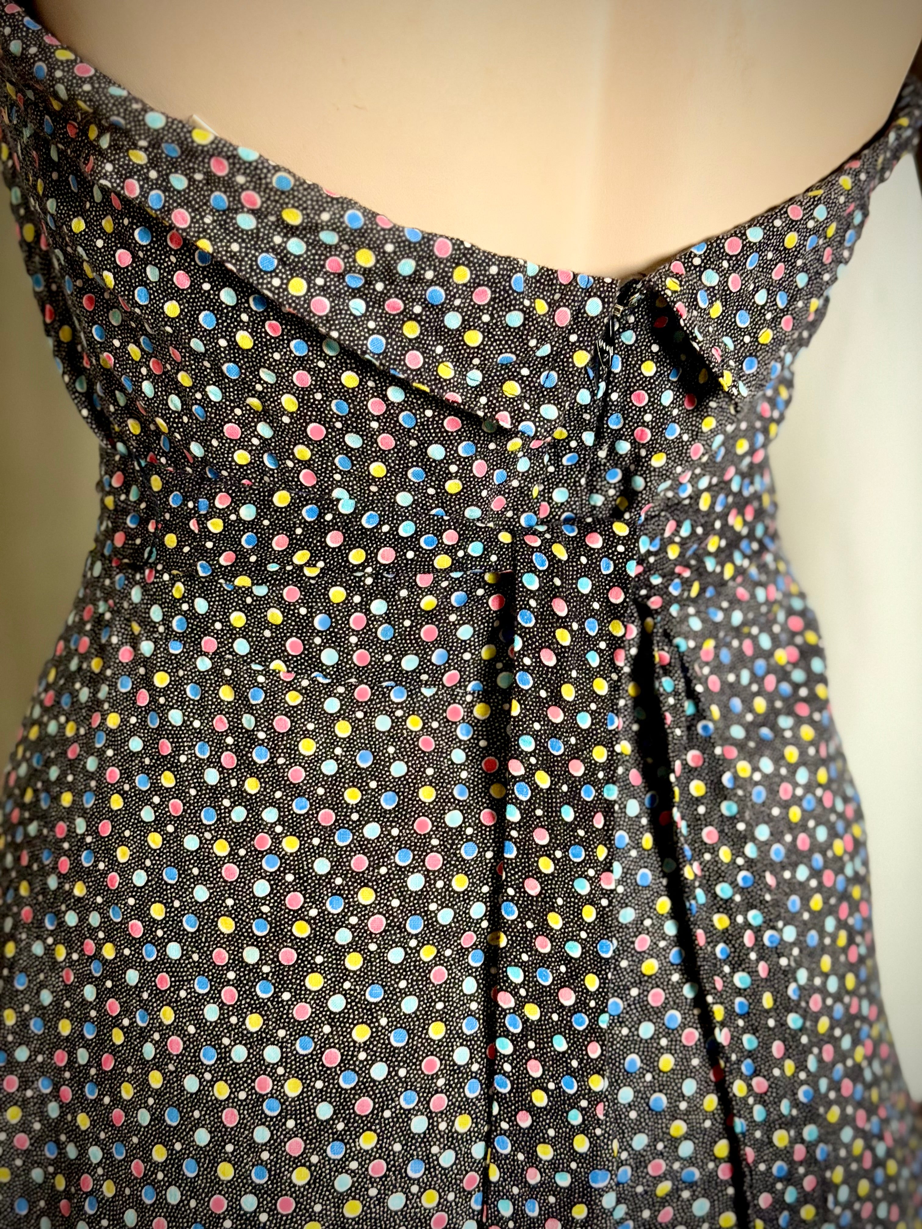 1970s San Francisco Polka Dot Halter Dress