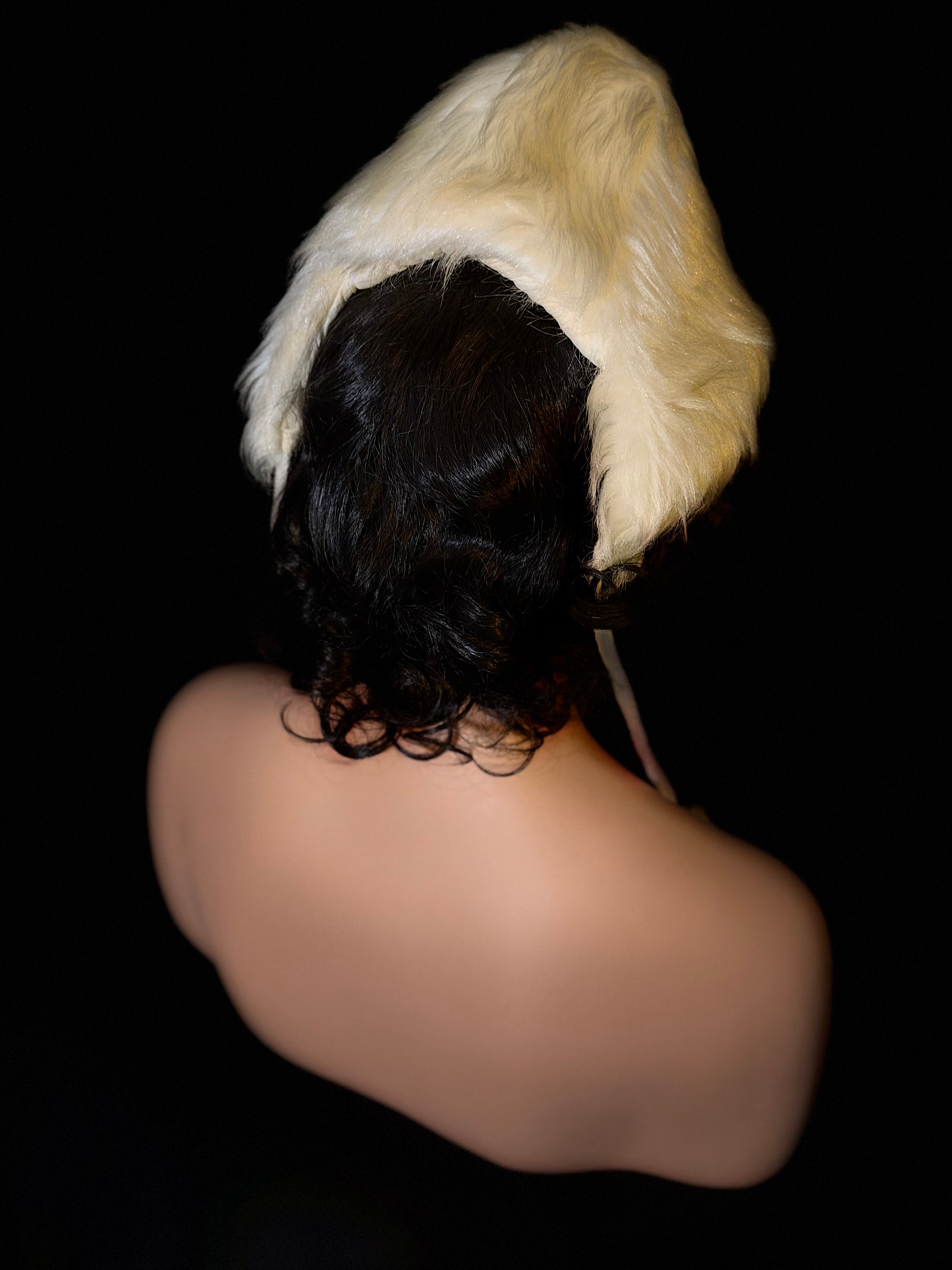 1940s Deadstock Faux Shearling Aviator-Style Hat with Pom-Pom Ties
