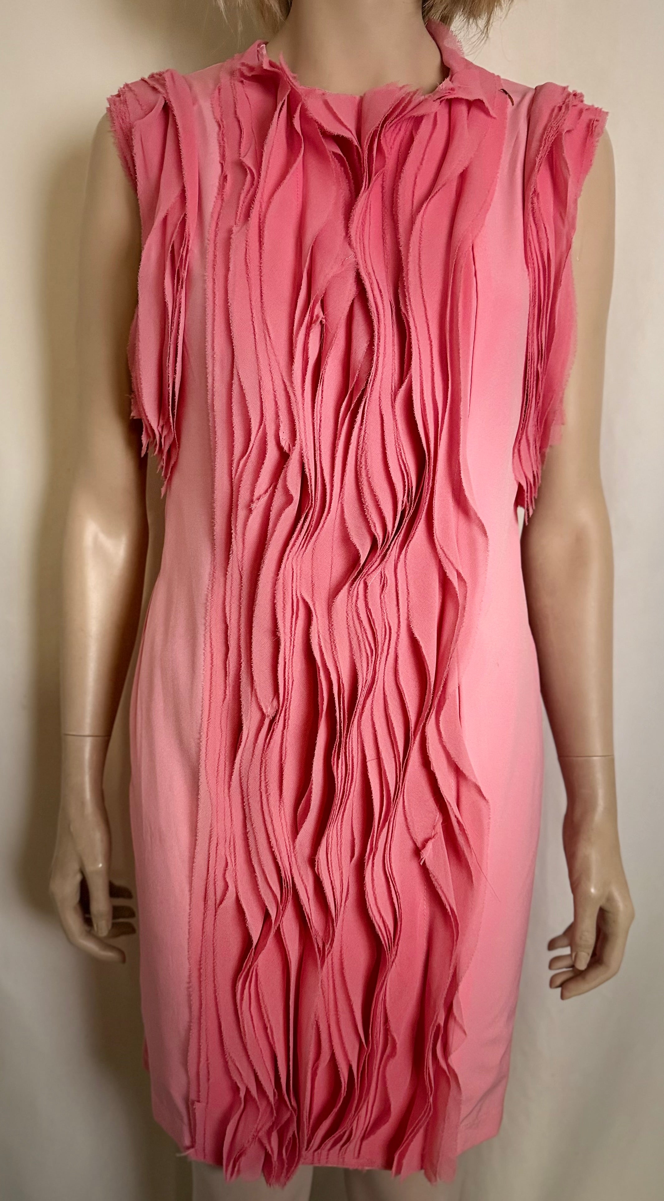 Late 80s / Early 90s Textured Pink Sleeveless Dress - Sculptural Surface Detail