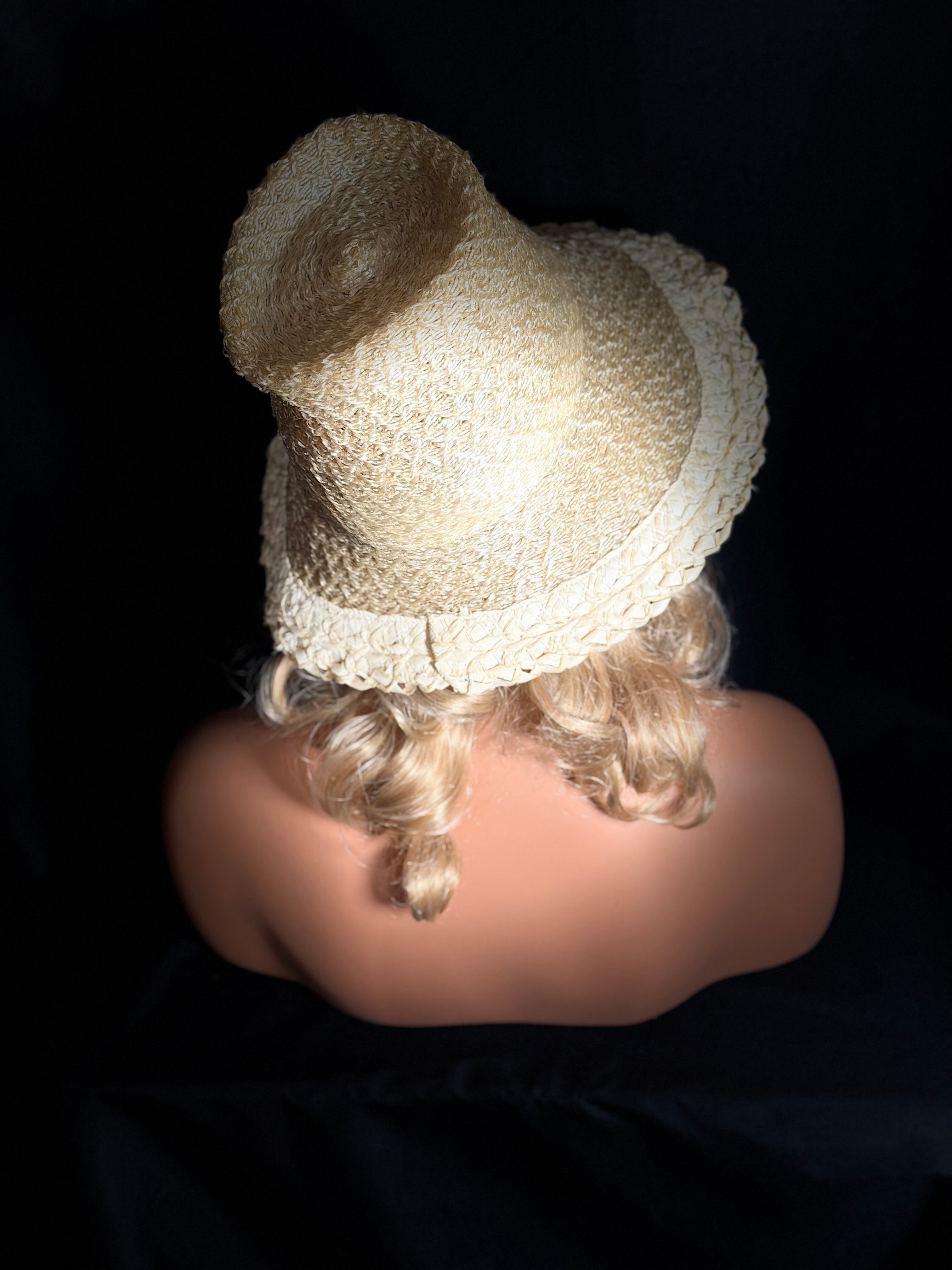 1940s Handmade Straw Cloche Hat - Sculptural Wartime Millinery