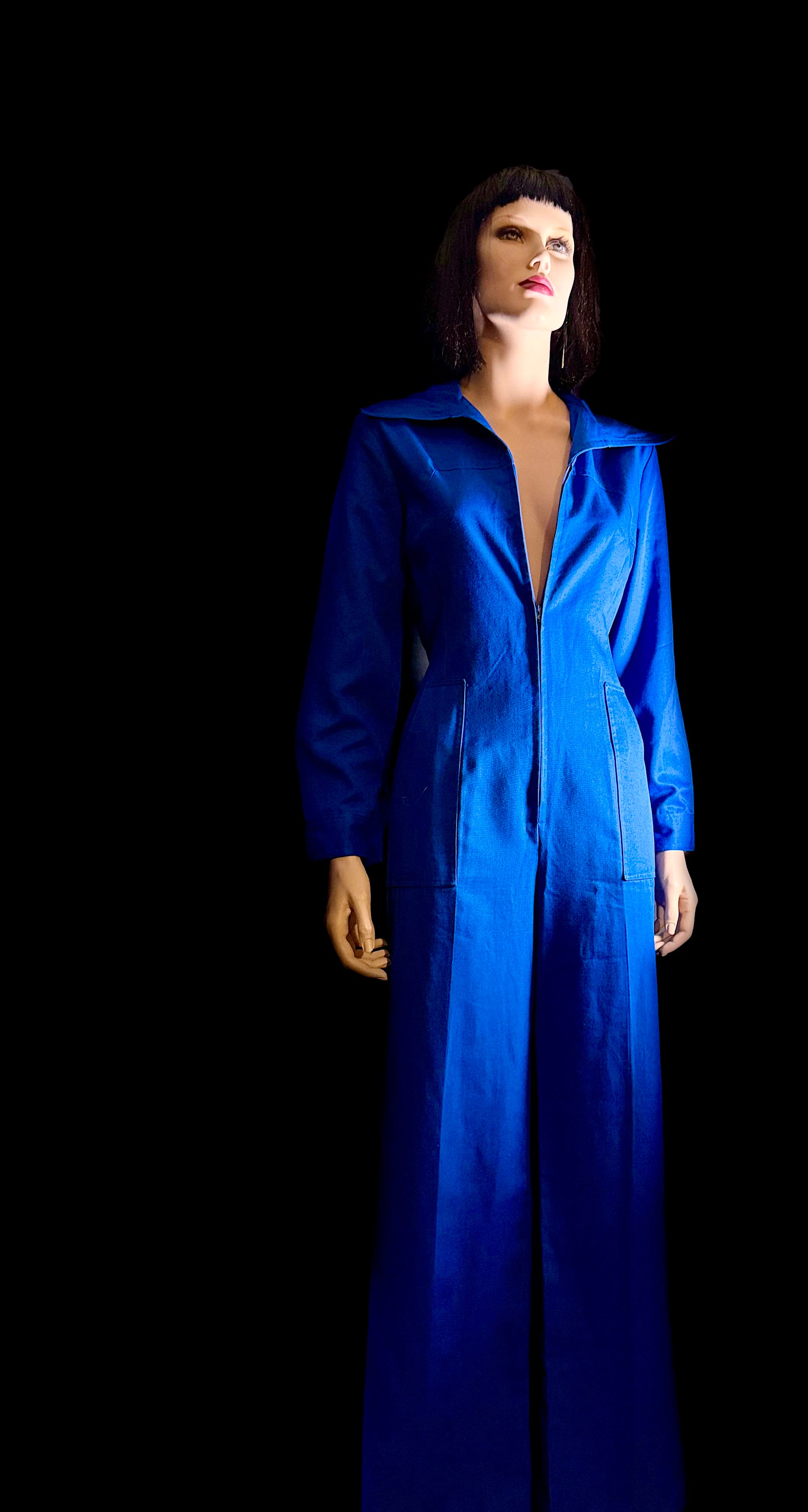 1960s Deadstock Cushen Melbourne Electric Blue Utility Jumpsuit