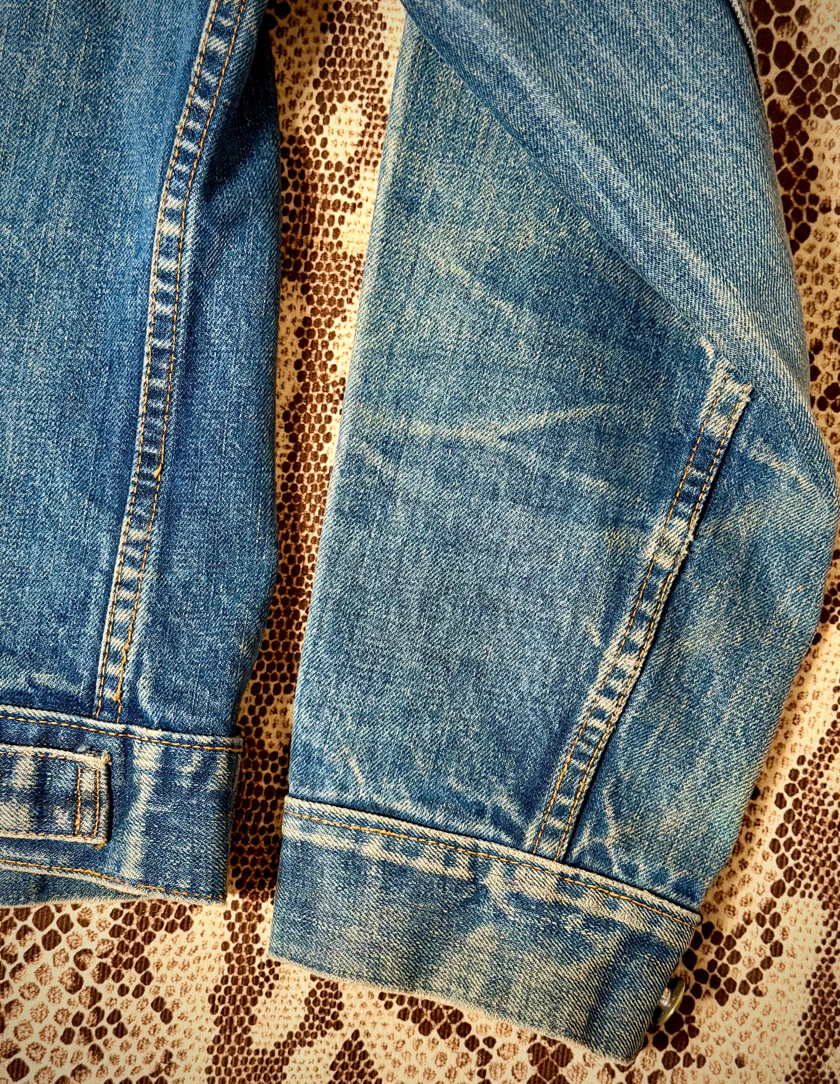 Levi's Big E 1960s Denim Trucker Jacket - Hand Painted Devil Artwork by New York Artist