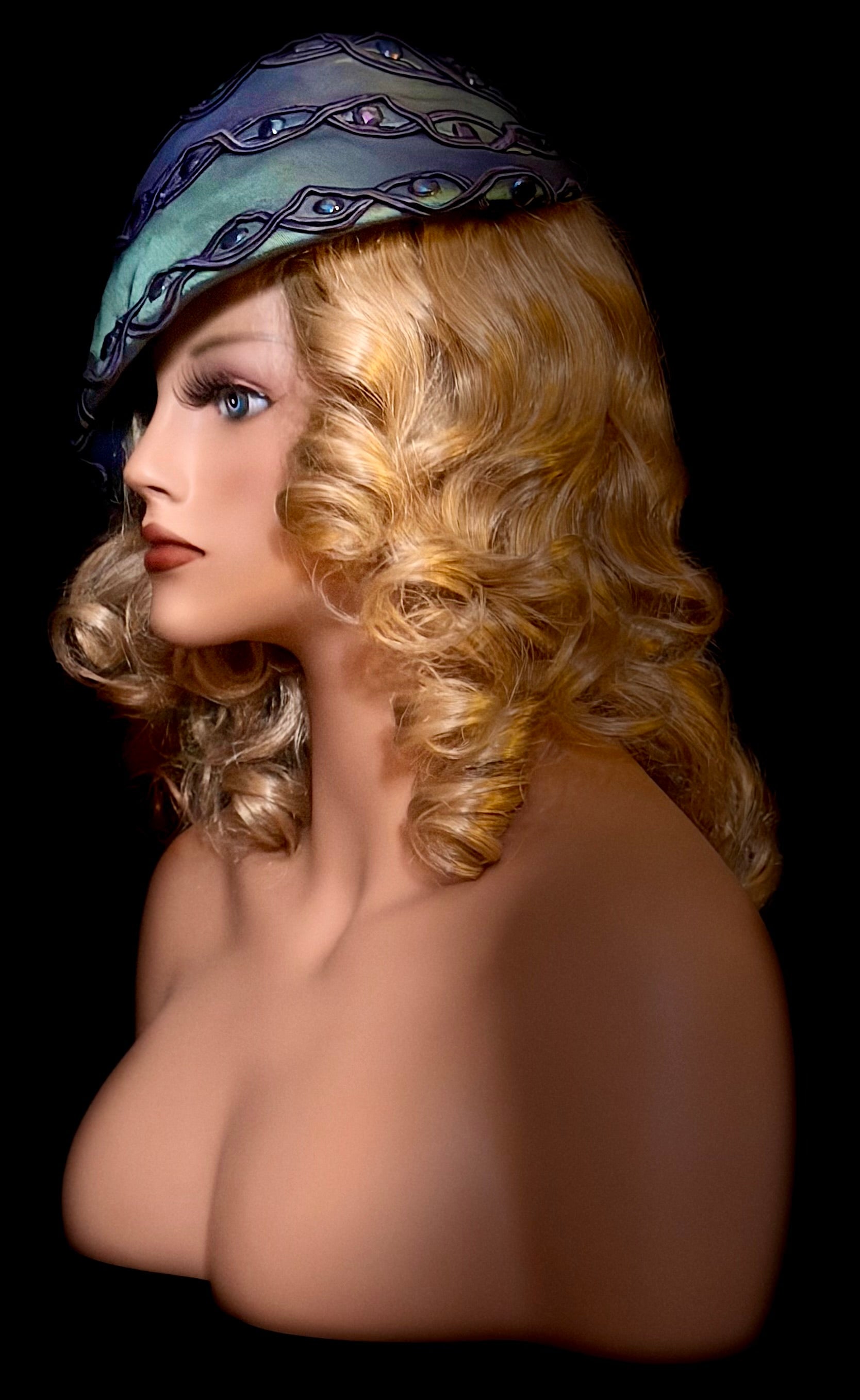 1940s Sculptural Millinery Hat - Handcrafted Deep Green Statement Piece