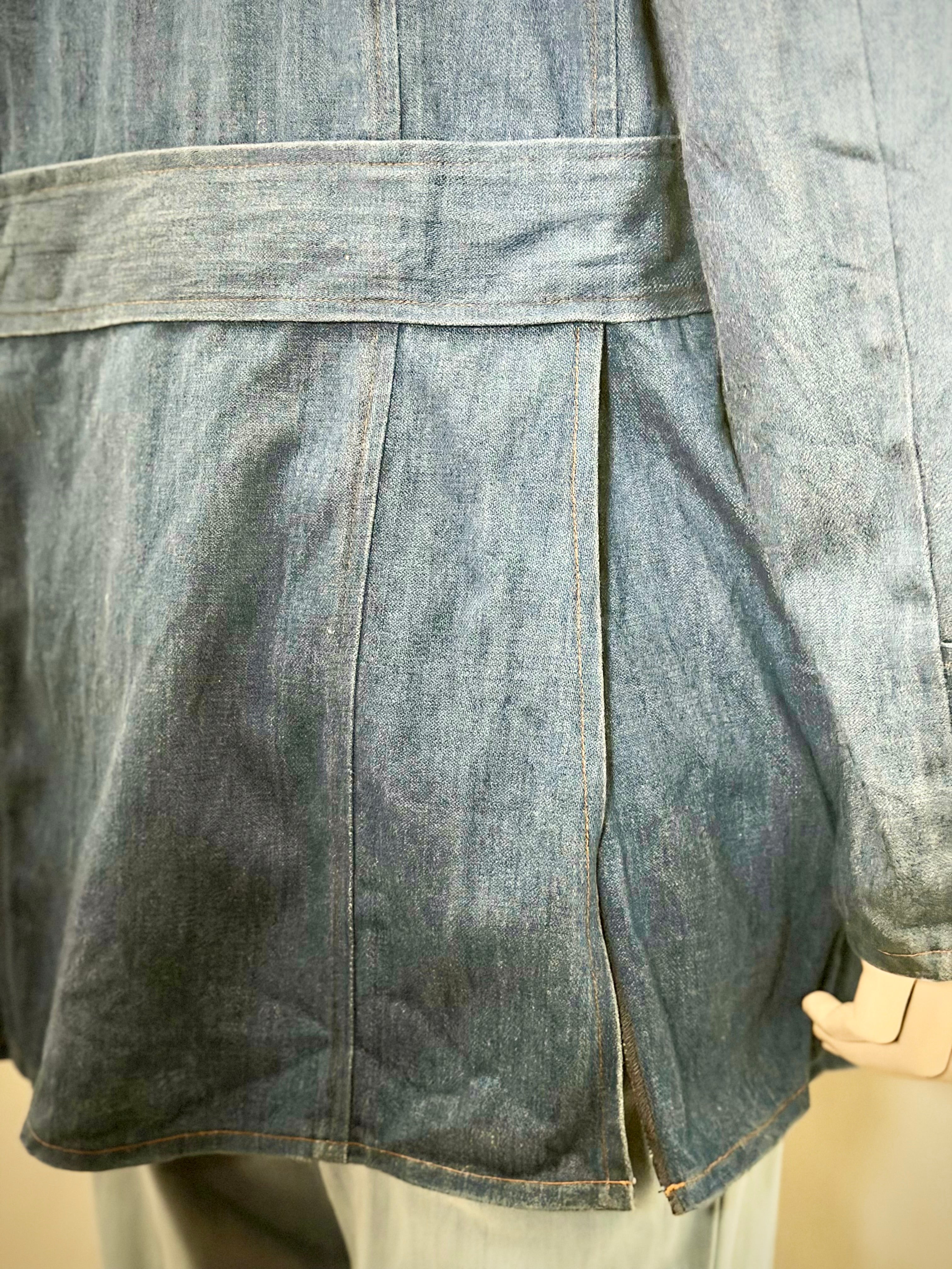 Late 60s French Indigo Utility Jacket – Military Workwear, Long Line