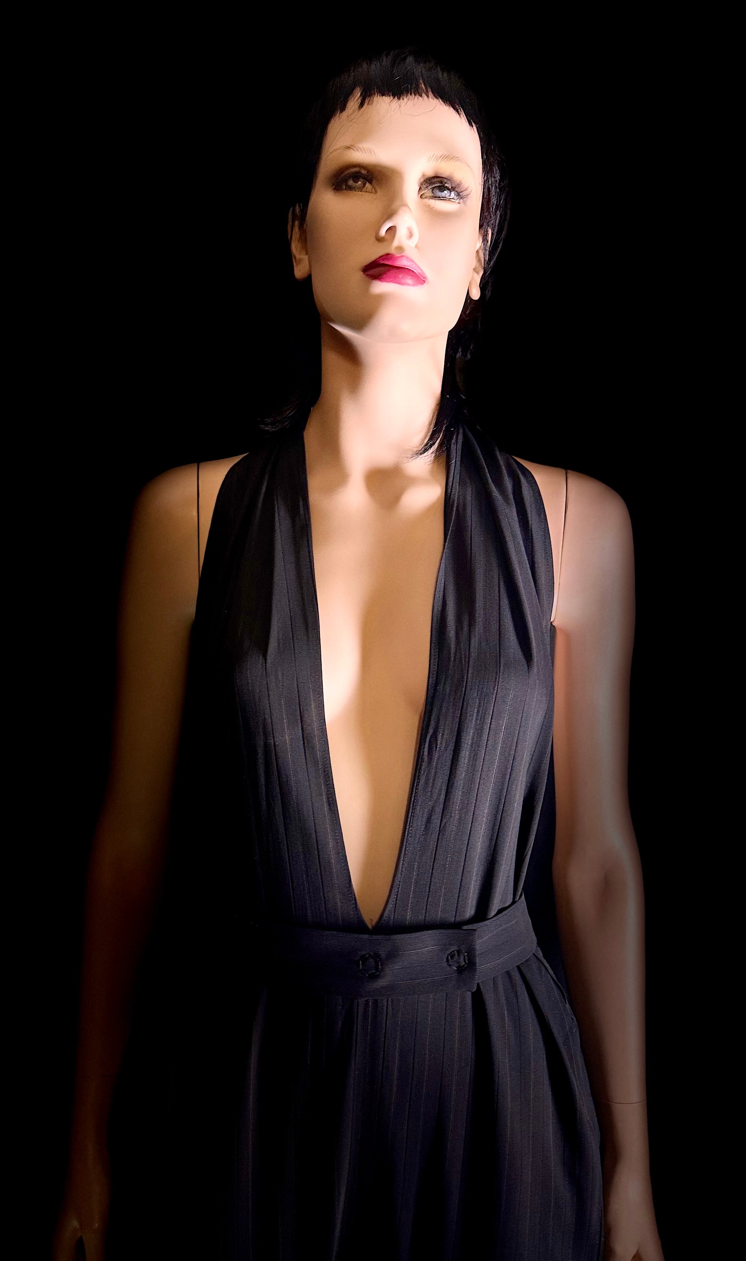 Zambesi Pure Wool Pinstripe Halter Jumpsuit – Architectural Tailoring