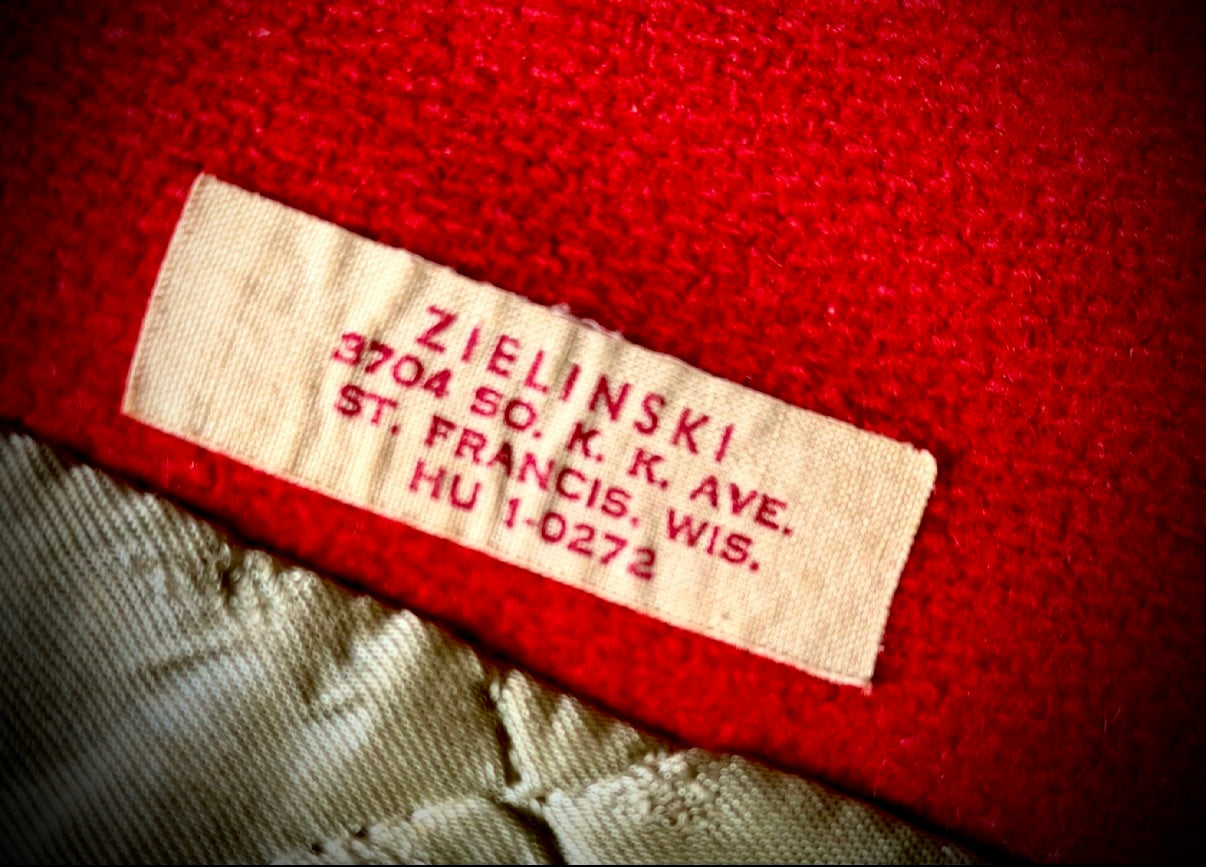 1950s–60s Red Varsity Jacket with Leather Sleeves